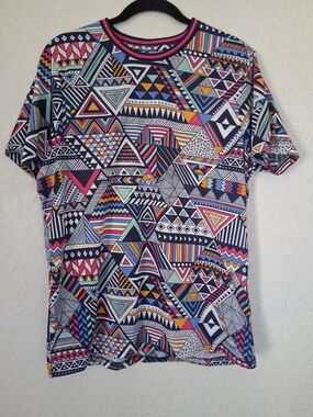 Oh Snap by Drill Clothing Co T Shirt Medium Geometric Aztec Tribal 90s All Over